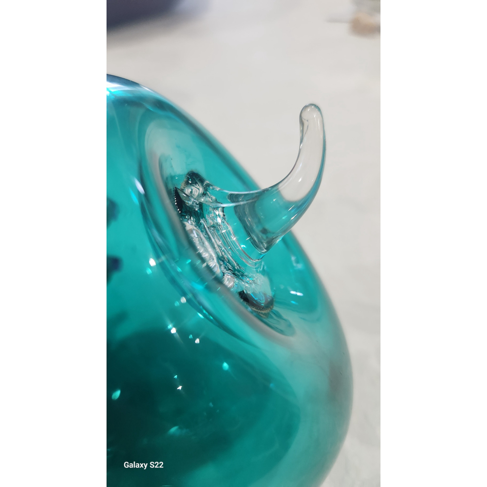 Blenko MCM Glass Apple, Teal,EUC - Picture 3 of 6